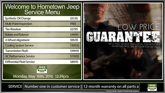 jeep service menu