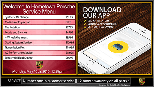 Porsche service menu