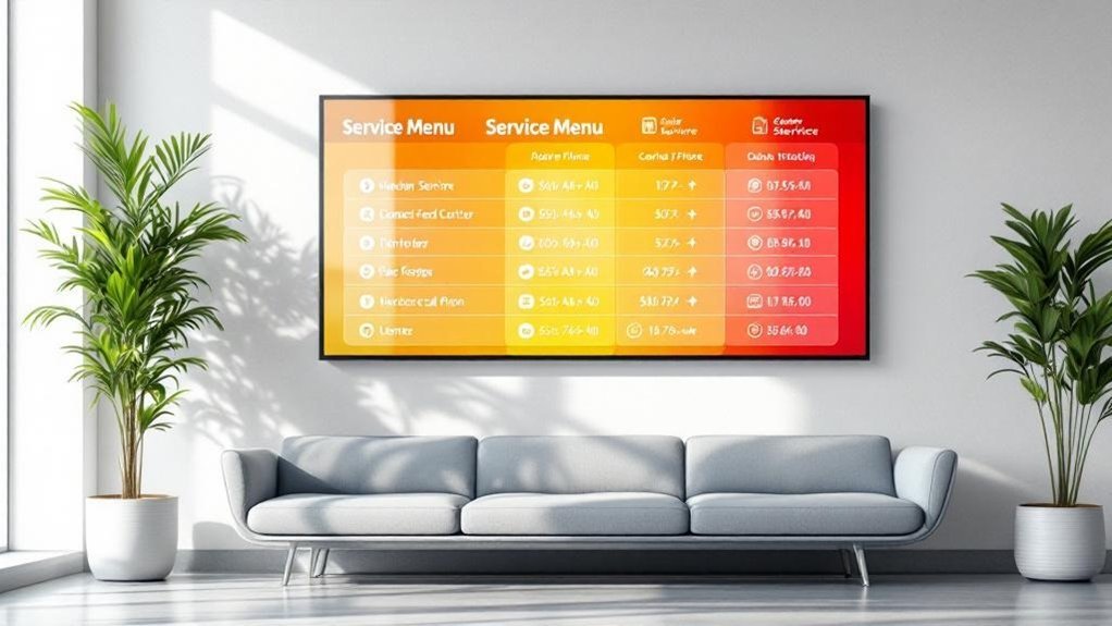 clear and consistent service menu